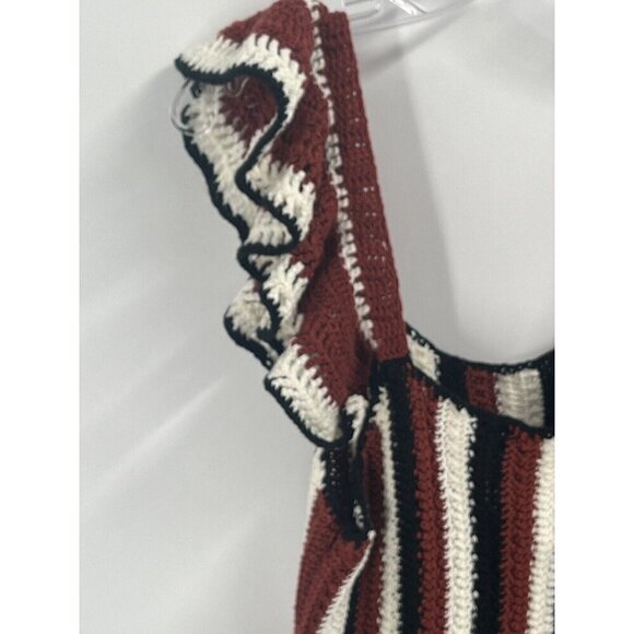 Zara Crochet Knit Ruffle Jumpsuit Sz M NWT Black - Picture 5 of 11